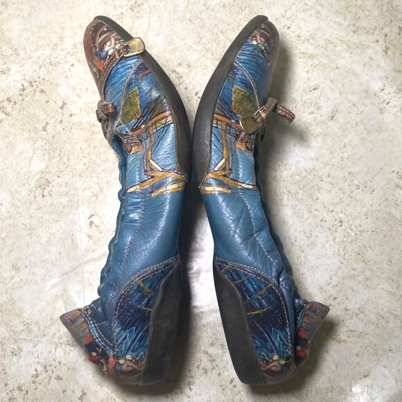 Leather Ballet Flats Artistic Scene Bow Detail Art To Wear Cottagecore Fairy - Picture 6 of 8